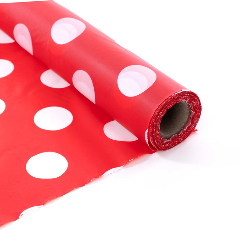 Table Cover Roll 40" Wide - Red Polka Dot unrolled