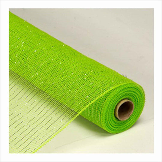 Deco Metallic Stripe Mesh Roll 21" x 10yd - Apple Green