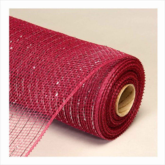 Deco Metallic Stripe Mesh Roll 21" x 10yd - Burgundy
