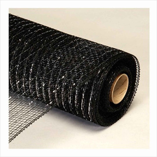 Deco Metallic Stripe Mesh Roll 21" x 10yd - Black