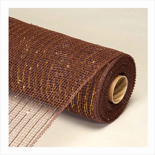 Deco Metallic Stripe Mesh Roll 21" x 10yd - Brown
