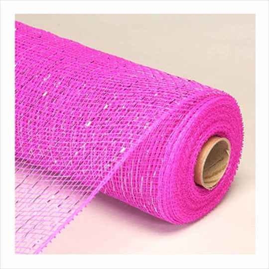Deco Metallic Stripe Mesh Roll 21" x 10yd - Fuchsia