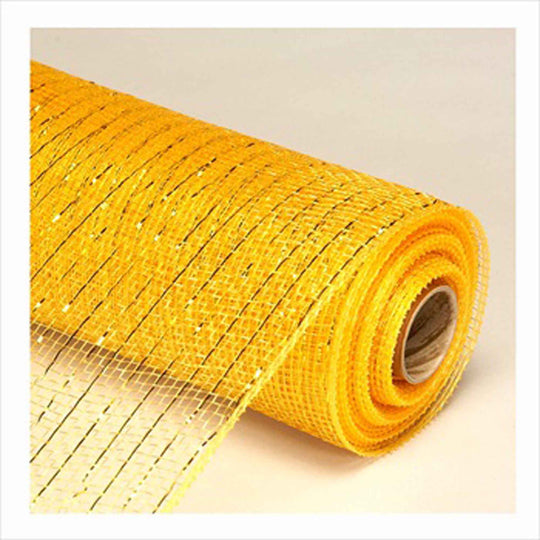 Deco Metallic Stripe Mesh Roll 21" x 10yd - Gold