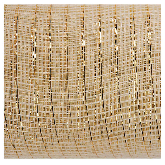 Deco Metallic Stripe Mesh Roll 21" x 10yd - Ivory