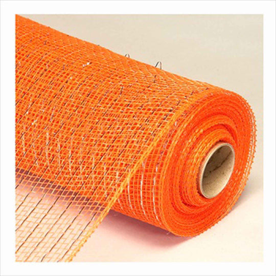 Deco Metallic Stripe Mesh Roll 21" x 10yd - Orange