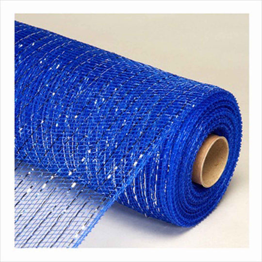 Deco Metallic Stripe Mesh Roll 21" x 10yd - Royal Blue