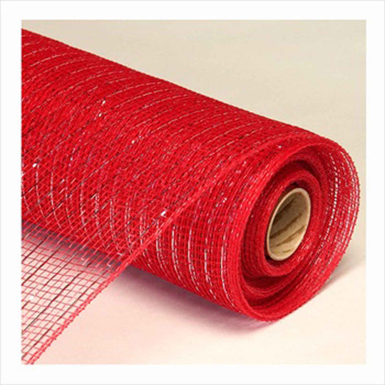 Deco Metallic Stripe Mesh Roll 21" x 10yd - Red