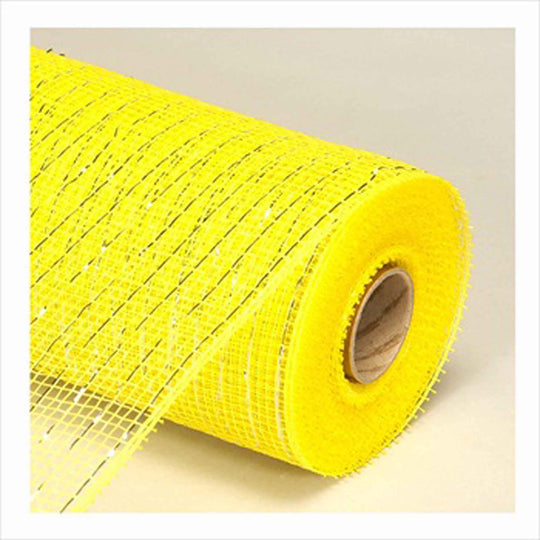 Deco Metallic Stripe Mesh Roll 21" x 10yd - Yellow