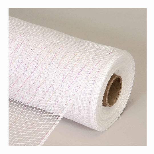 Decorative Metallic Mesh Roll 21" x 10yd - White/Iridescent