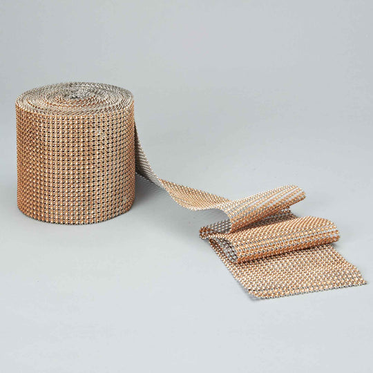 Rhinestone Mesh Roll 4.6" x 10yd - Champagne