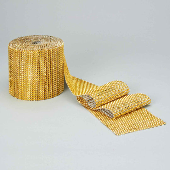 Rhinestone Mesh Roll 4.6" x 10yd - Gold