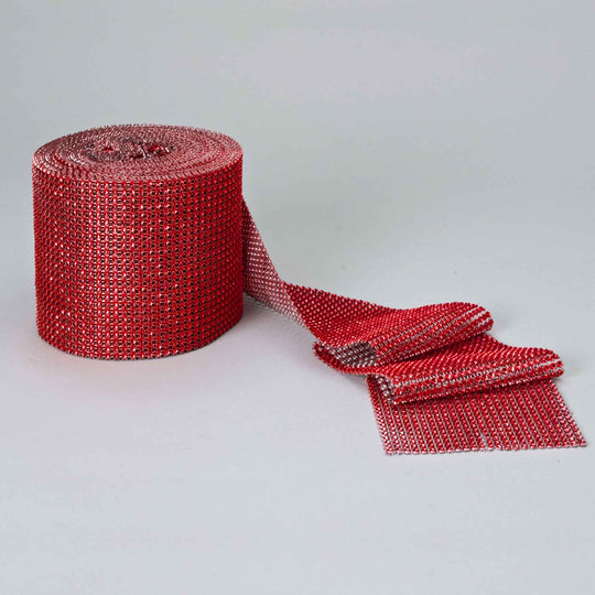Rhinestone Mesh Roll 4.6" x 10yd - Red