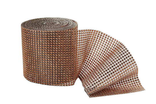 Rhinestone Mesh Roll 4.6" x 10yd - Rose Gold