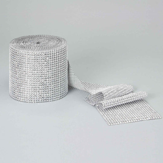 Rhinestone Mesh Roll 4.6" x 10yd - Silver