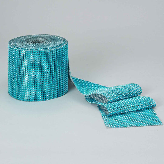 Rhinestone Mesh Roll 4.6" x 10yd - Turquoise