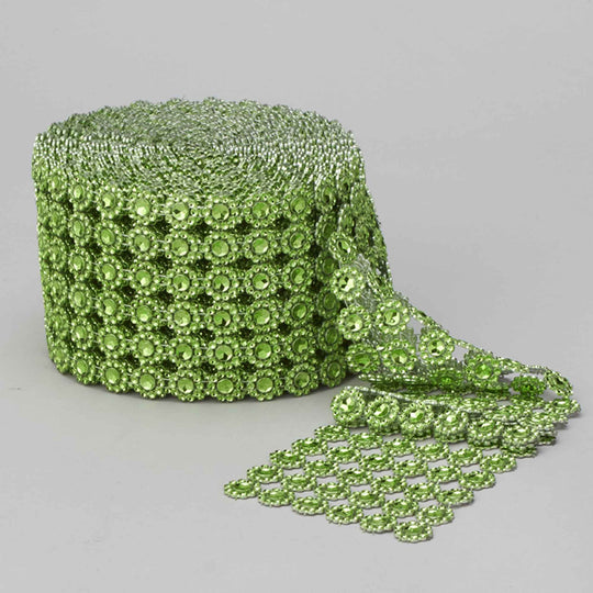 Floral Rhinestone Mesh Roll - Apple Green