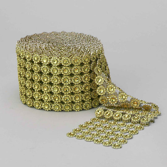 Floral Rhinestone Mesh Roll - Gold