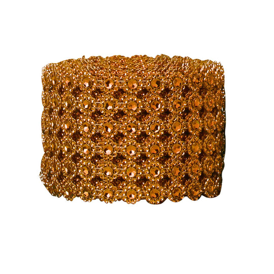 Floral Rhinestone Mesh Roll - Rose Gold