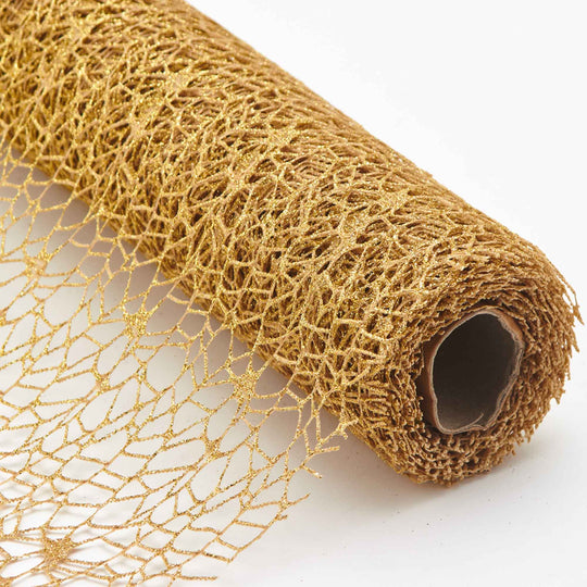 Open Weave Decorative Mesh Roll - Gold