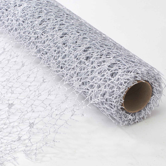 Open Weave Decorative Mesh Roll - Silver