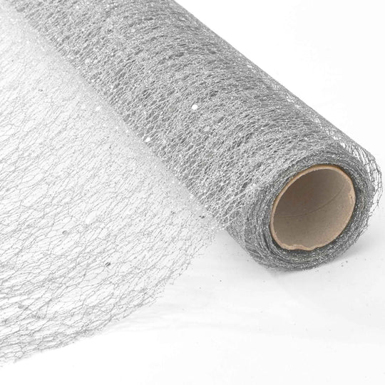Glitter Mesh Roll - Silver
