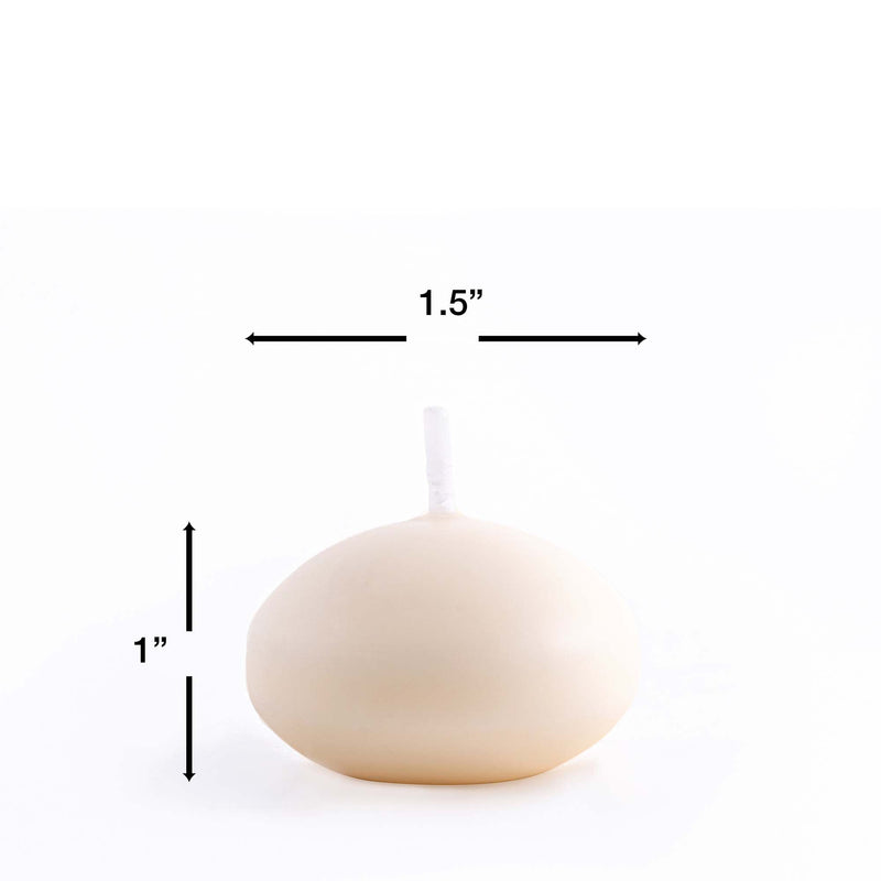 1.5 Inch Floating Candles ivory with dimension notes