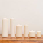 Dome Top Pillar Candle 3x3 - White Brite Wick Multiple Sizes on Wood