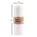 Dome Top Pillar Candle 3x9 - White Size Guide