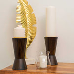 Dome Top Pillar Candle 3x9 - White on Wood Candle Holders
