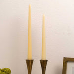 10 Inch Taper Candle - Ivory in Gold Candle Holders