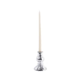 10 Inch Taper Candle - White in Silver Candle Holder