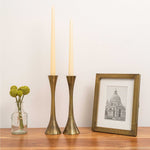12 Inch Taper Candle - Ivory in Gold Candle Holders