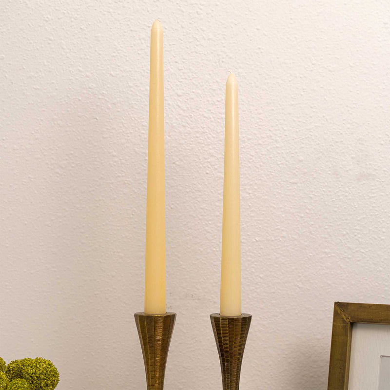 12 Inch Taper Candle - Ivory close up in candle holders