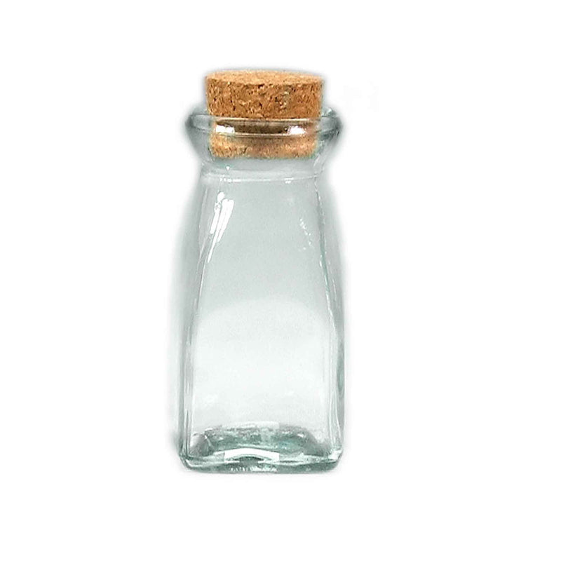 Square Glass Bottle with Cork Stopper - Events and Crafts-Events and Crafts