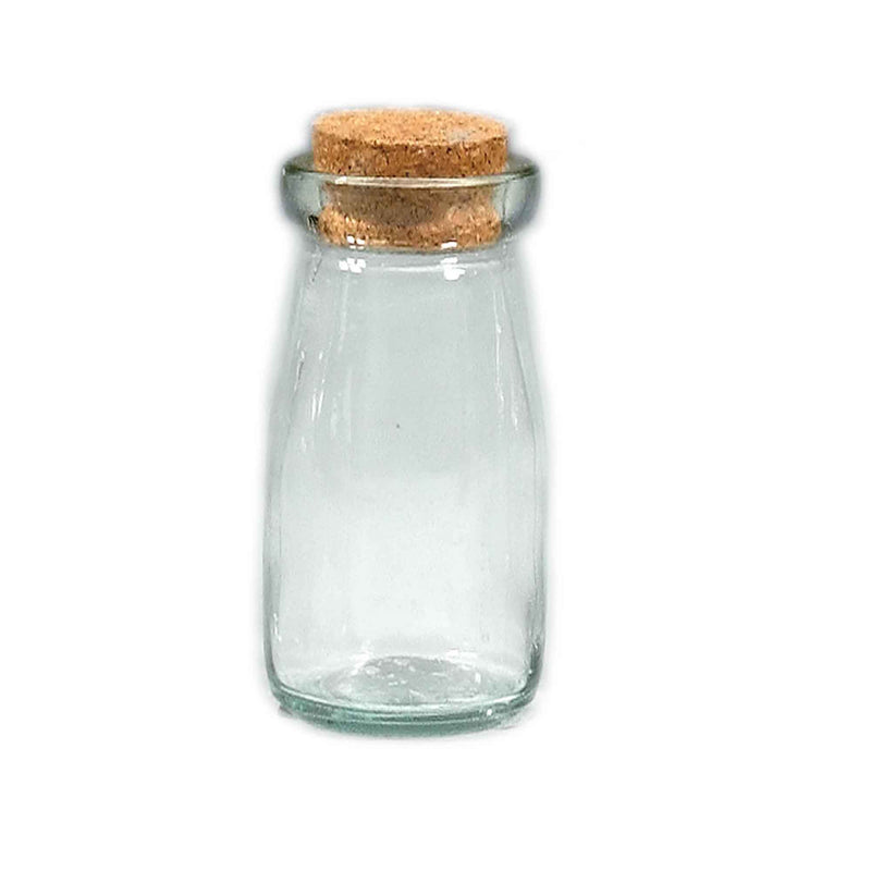 Round Glass Bottle with Cork Stopper - 4.125 Inches Tall - Events and Crafts-Events and Crafts