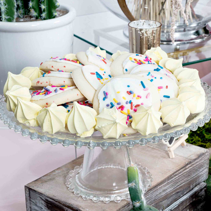 Beaded Edge Cake Stand - Lifestyle Display with cookies