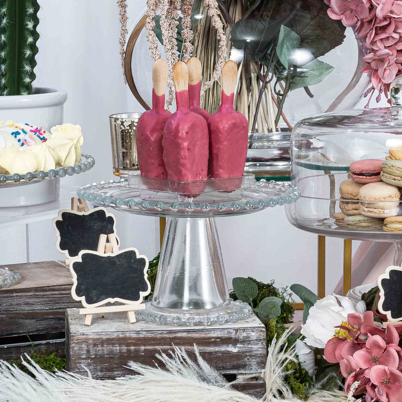 Beaded Edge Cake Stand - Lifestyle Display with Treats