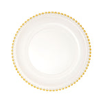 Beaded Rim Clear Glass Charger Plate 12½" - Set of 4 - Events and Crafts-Simply Elegant