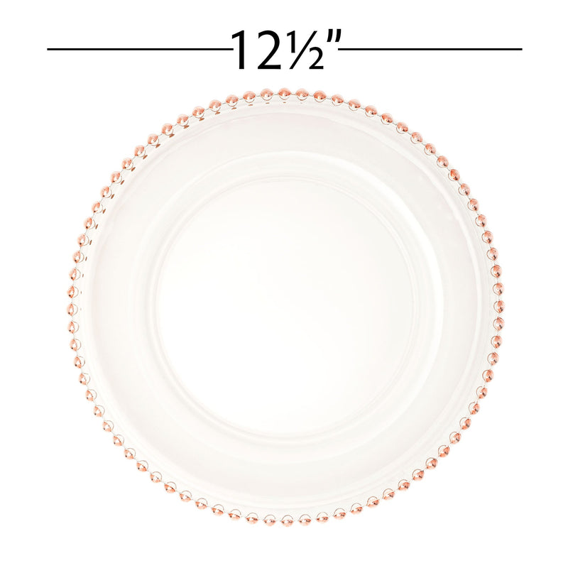 Beaded Rim Clear Glass Charger Plate 12½" - Set of 4 - Events and Crafts-Simply Elegant