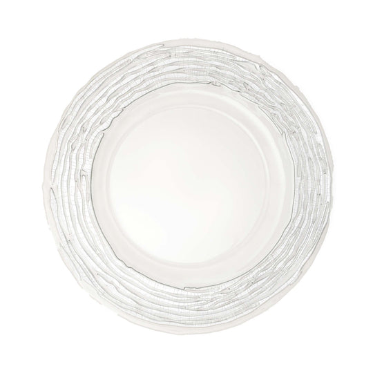 Metallic Wood Pattern Glass Charger Plate 13" - Set of 4 - Silver