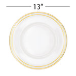 Double Metallic Rim Glass Charger Plate 13" - Set of 4 - Events and Crafts-Simply Elegant