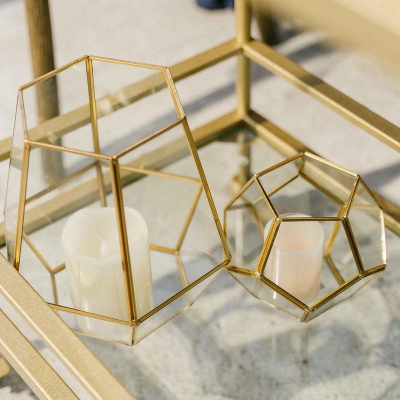 gold geometric succulent terrarium Events and Crafts