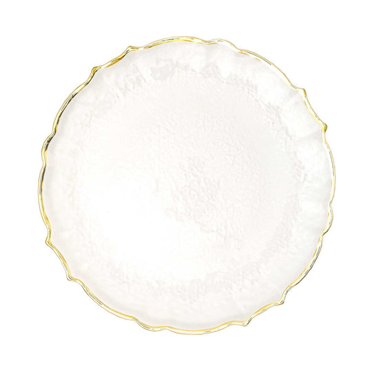 Scalloped Edge Glass Charger Plate 13" - Gold