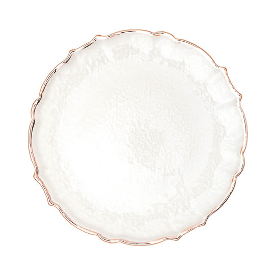 Scalloped Edge Glass Charger Plate 13" - Rose Gold