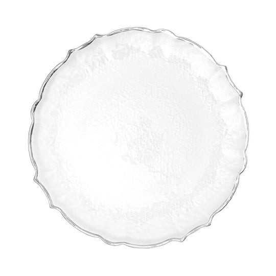 Scalloped Edge Glass Charger Plate 13" - Silver