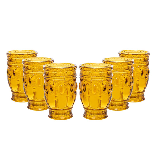 Vintage Embossed Glass Cup - Amber