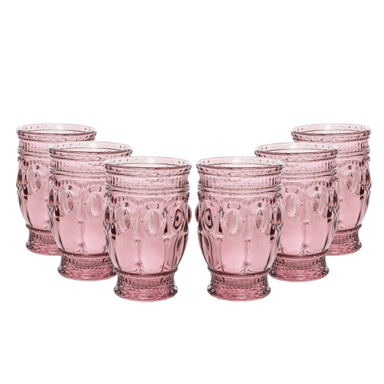 Vintage Embossed Glass Cup - Blush