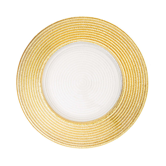 Concentric Circles Glass Charger Plate 13" - Gold