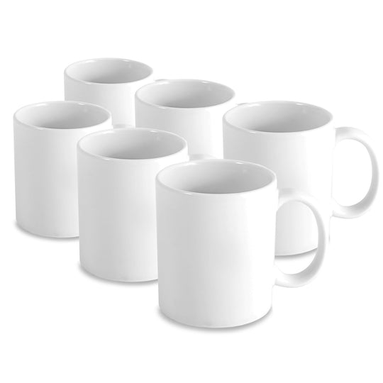 Ceramic Sublimation White Coffee Mugs - Set of 6