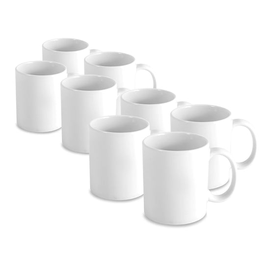 Ceramic Sublimation White Coffee Mugs - Set of 8